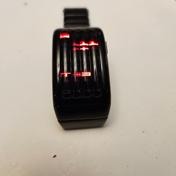 Futuristic Tokyoflash Kisai Sequence (Keisan) Black Red LED Cryptic Watch - Picture 13 of 16